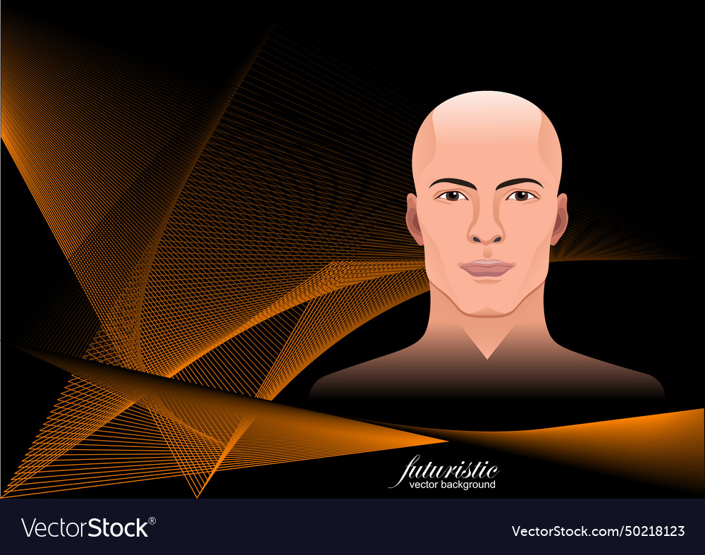 Abstract futuristic background with man image 3d