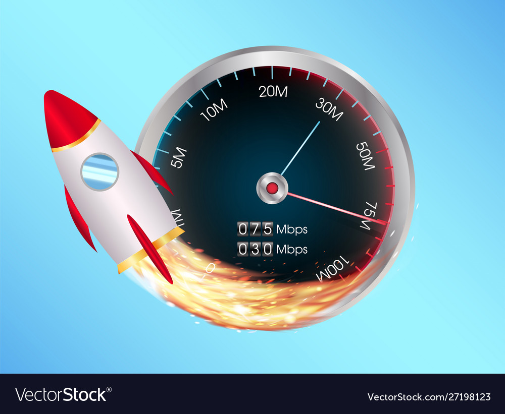 Boost internet speed meter with toy rocket