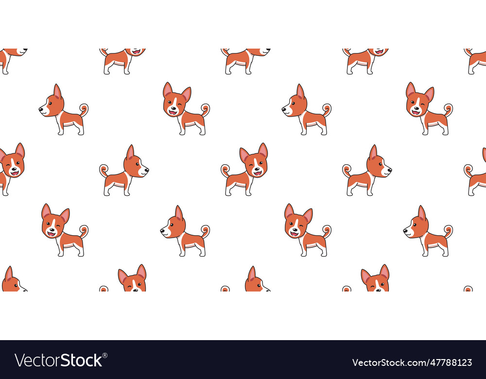 Cartoon basenji dog seamless pattern background Vector Image