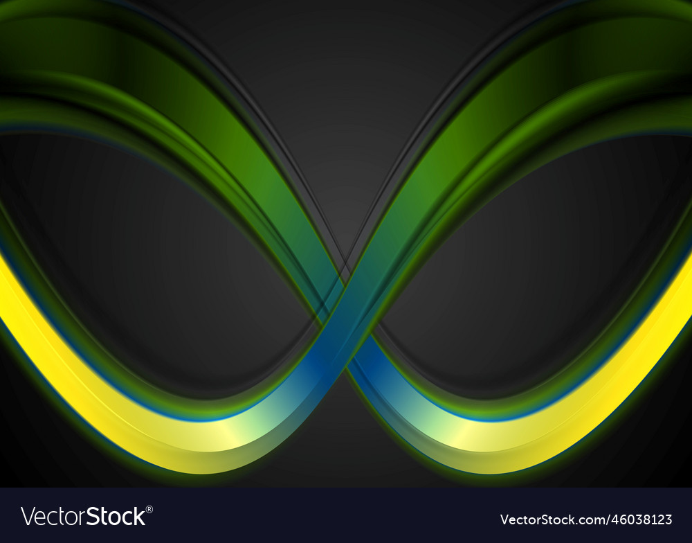 Colorful smooth waves on dark background