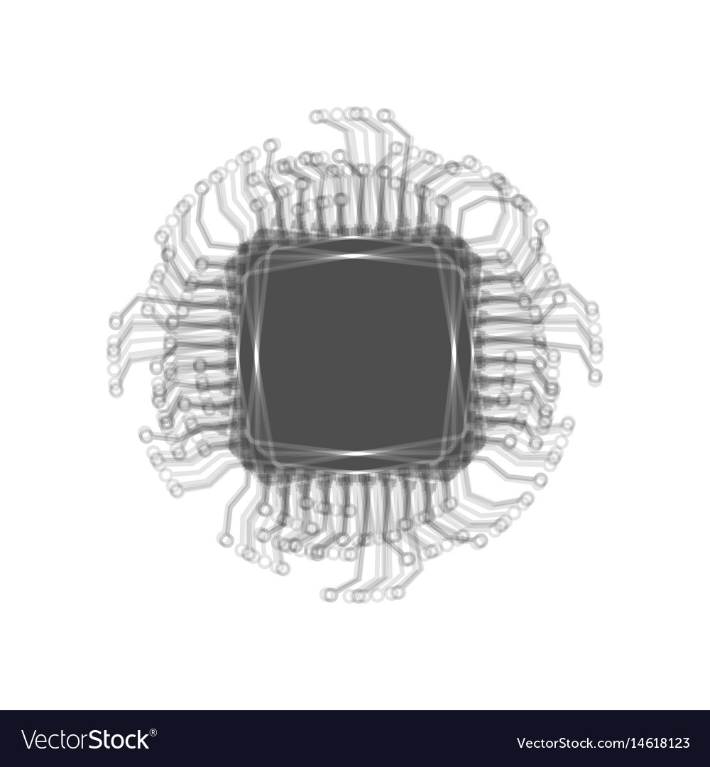 Cpu microprocessor gray icon