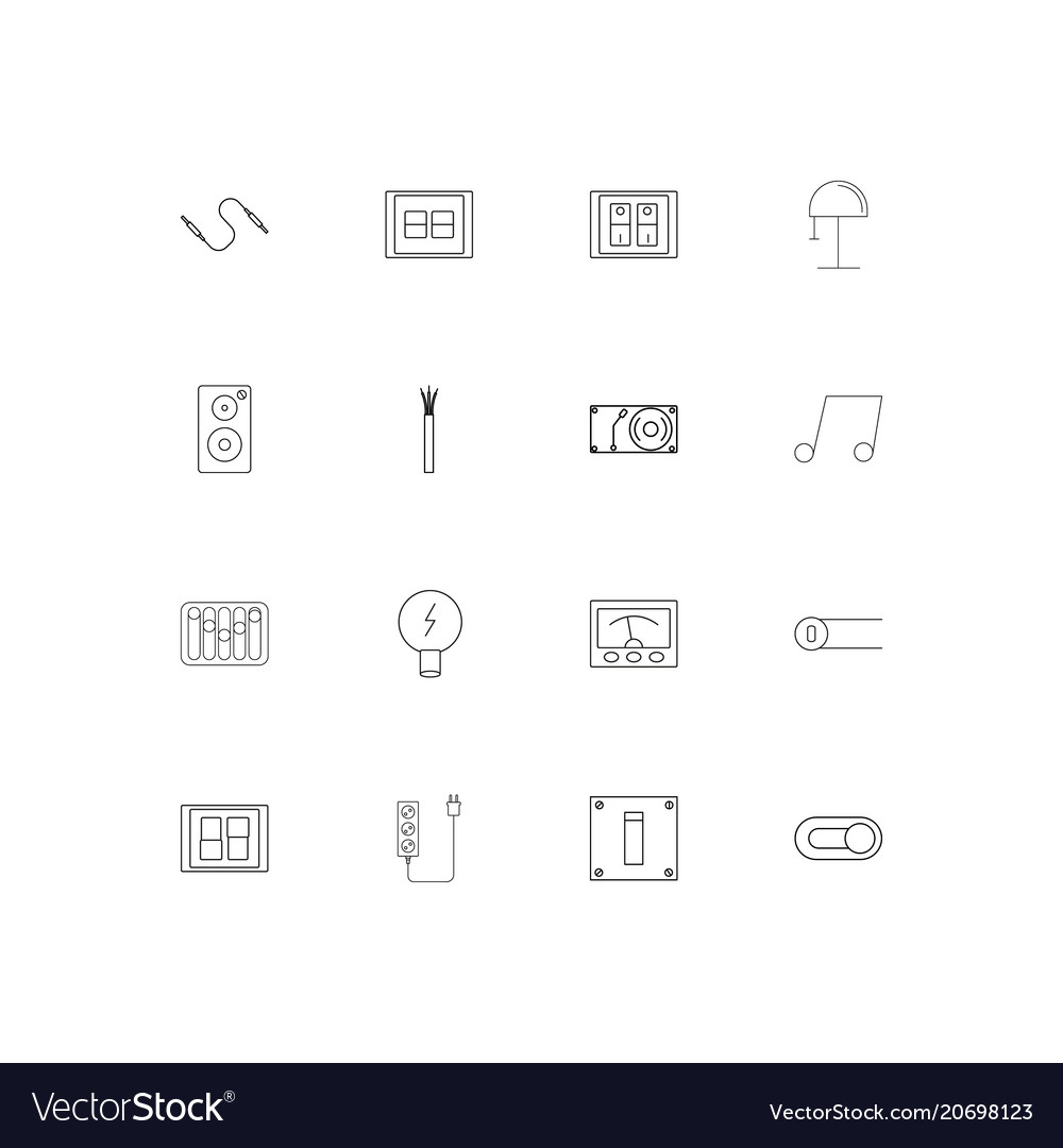 Electrical simple linear icons set outlined