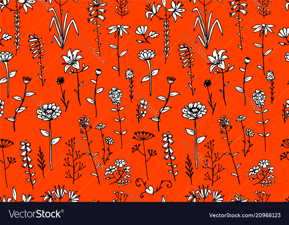 Blumen Nahtlose Sketch Muster