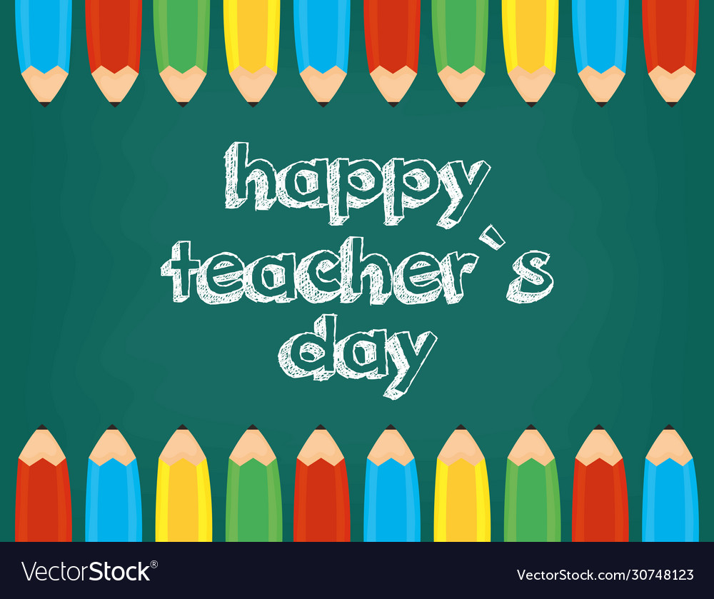 Happy teachers day celebration with chalkboard Vector Image