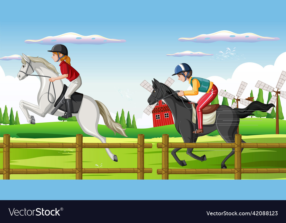 Horse riding scene with jockey and Royalty Free Vector Image