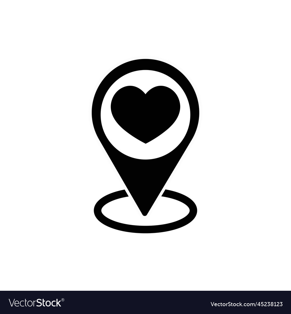 Map pointer with heart icon