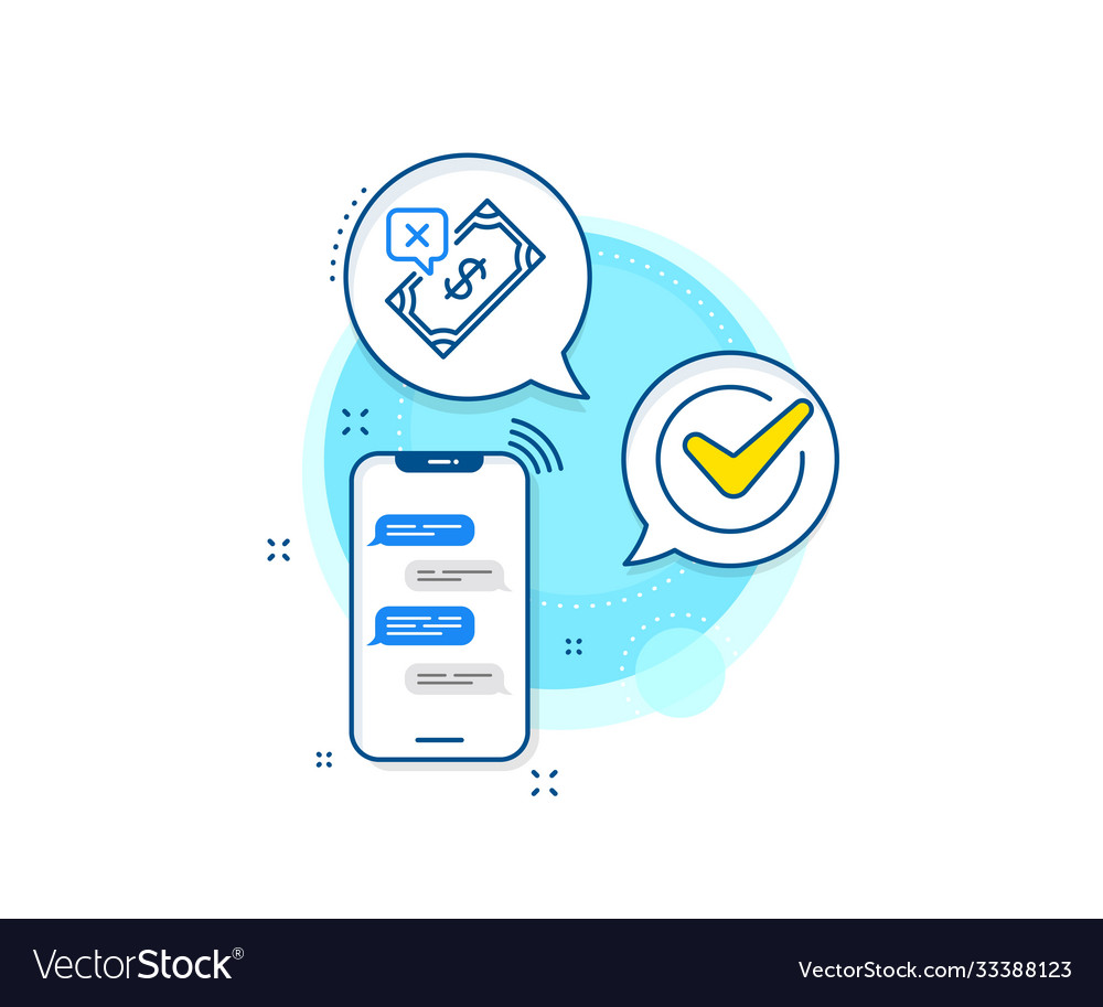 Rejected payment line icon dollar money sign