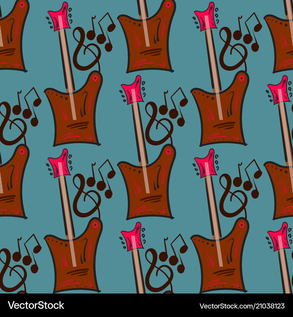 Seamless pattern with guitar Royalty Free Vector Image