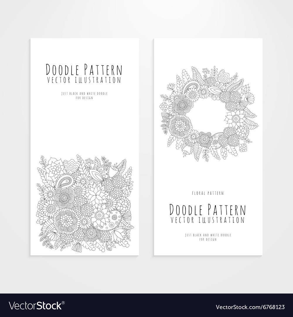 Flyer mit floralem Doodle-Muster