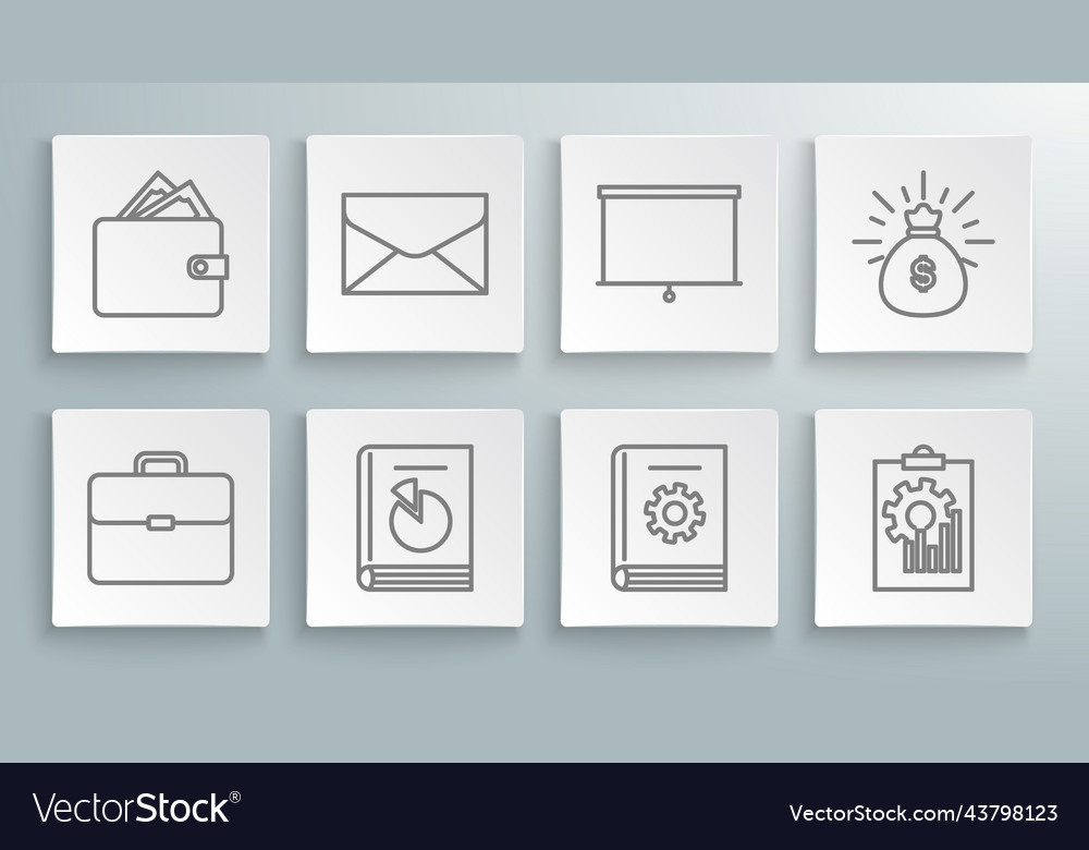 Set line briefcase envelope user manual vector image Set line briefcase envelope user manual
