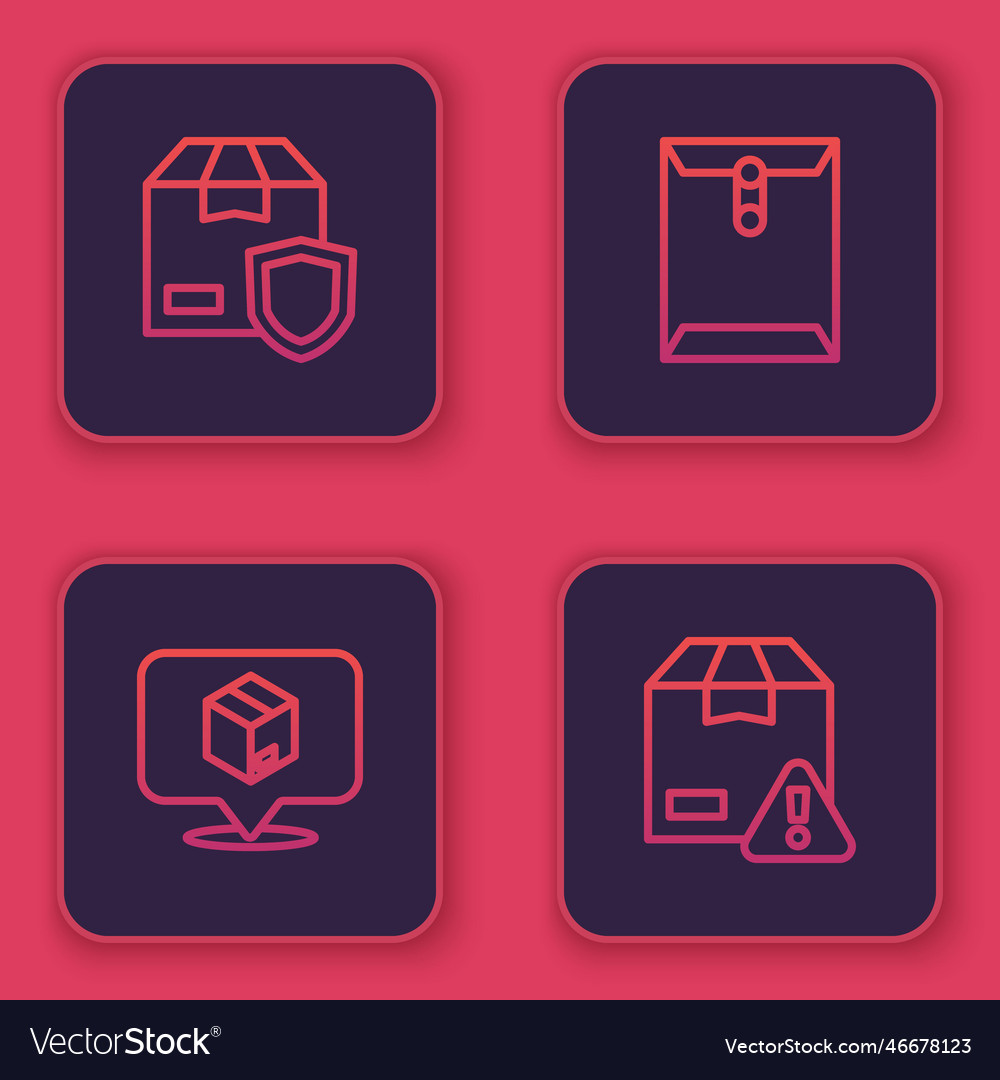 Set line delivery security with shield location Vector Image Set line delivery security with shield location