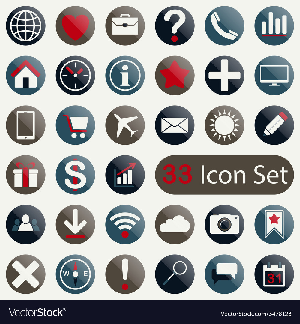 Set of round icons for mobile app and web