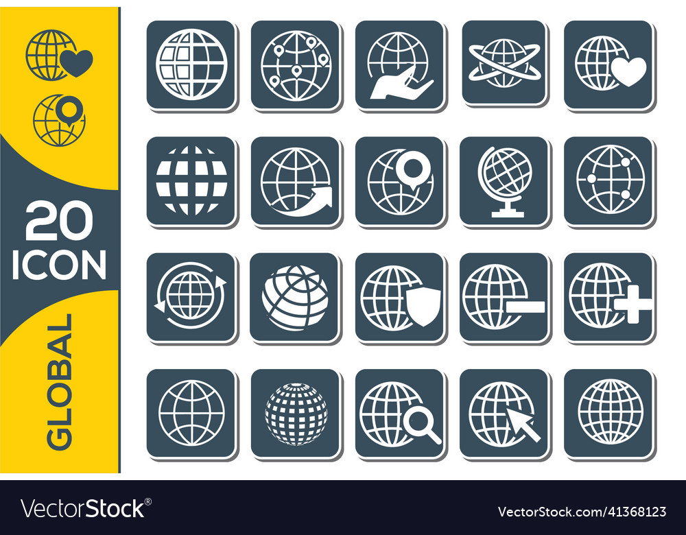 Simple set of globe related outline icons