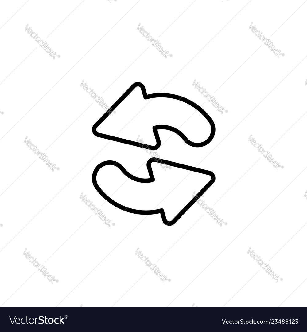 Web line icon refresh two circular arrows vector image Web line icon refresh two circular arrows