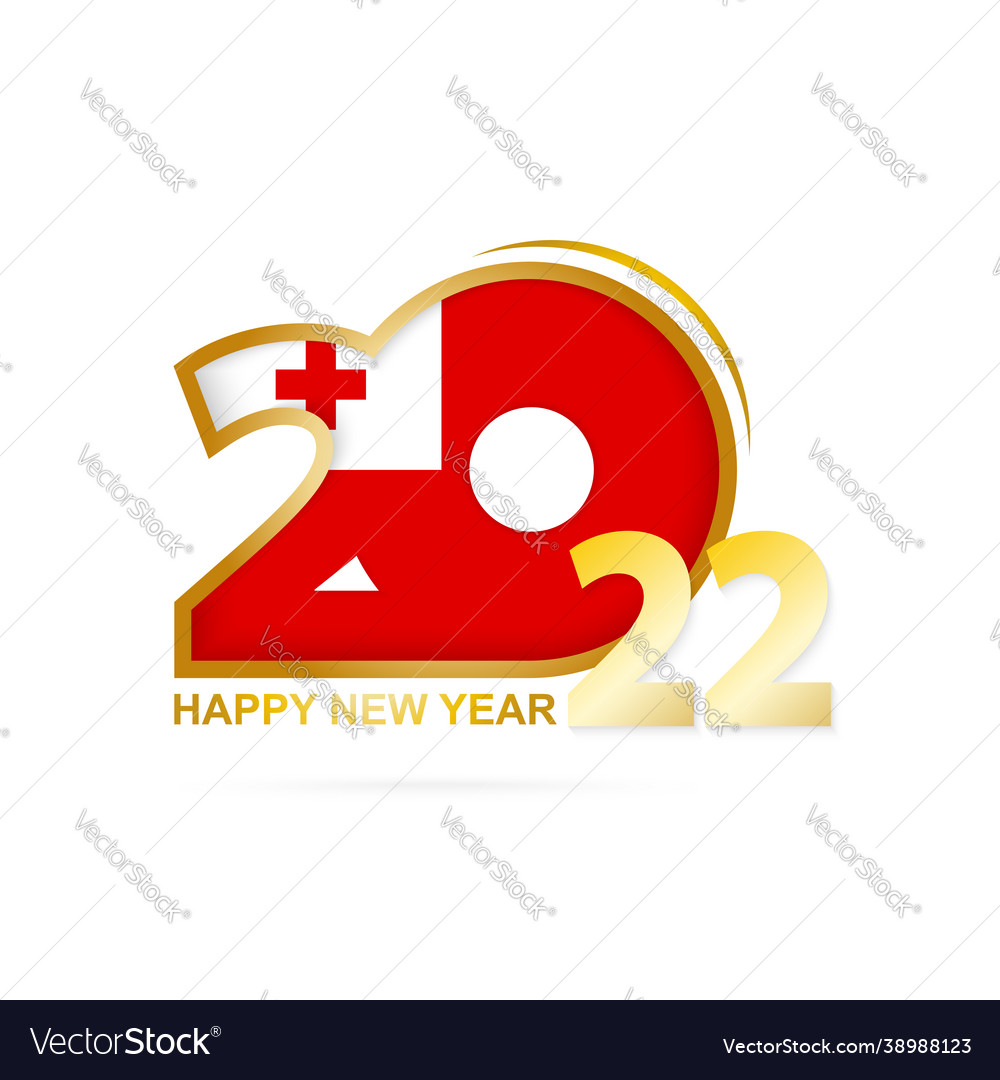 Year 2022 with tonga flag pattern happy new