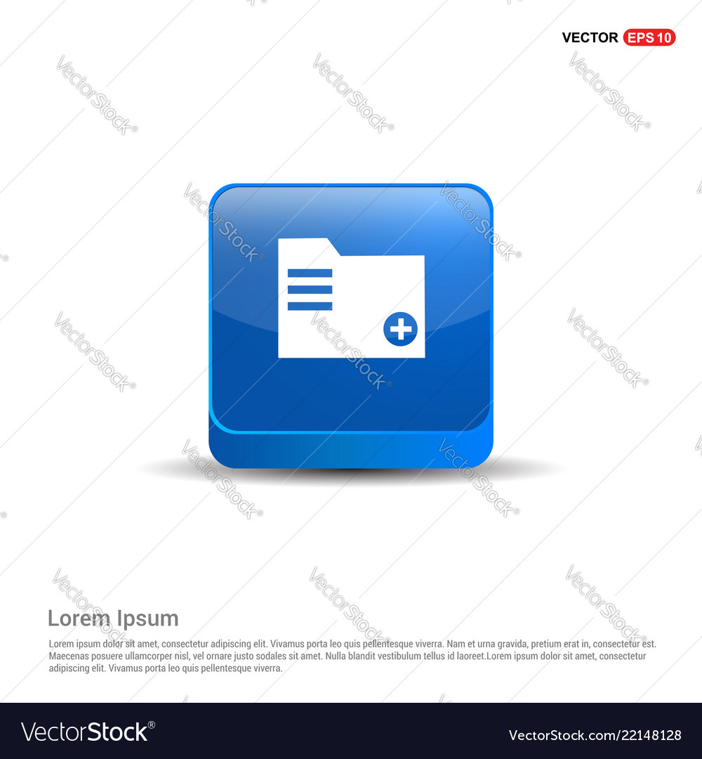 Add folder icon - 3d blue button vector image Add folder icon - 3d blue button