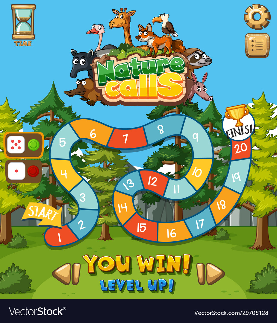Background design for game with animals and field vector image Background design for game with animals and field