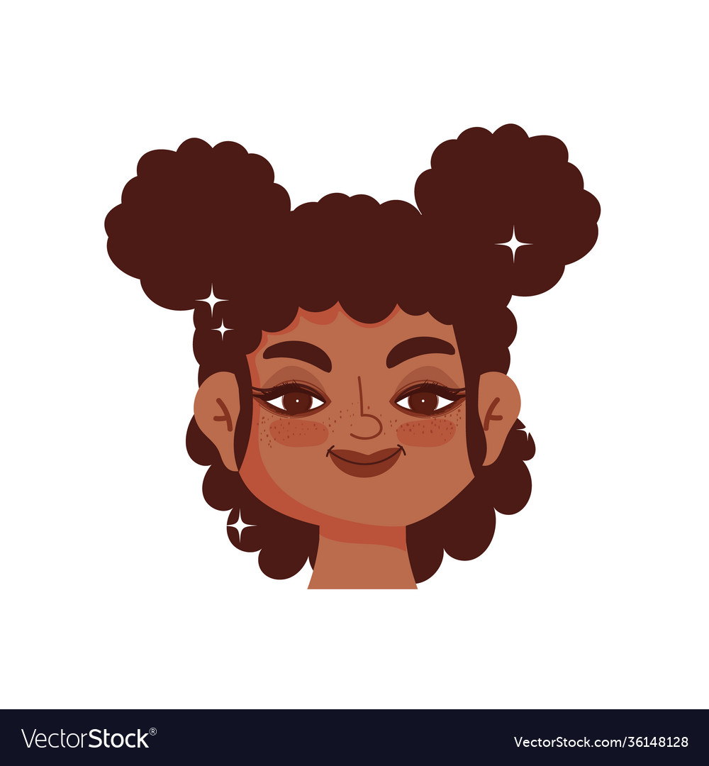 Schwarz Mädchen locken Haare afro weibliche Cartoon