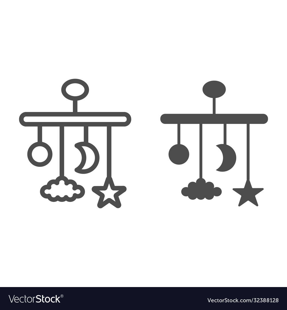 Carousel for a crib line and solid icon childhood Vector Image