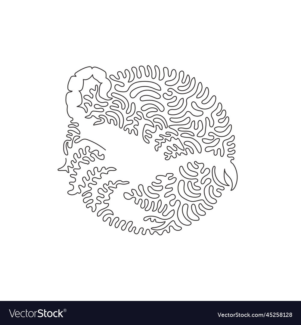 Continuous curve one line drawing of creepy vector image Continuous curve one line drawing of creepy