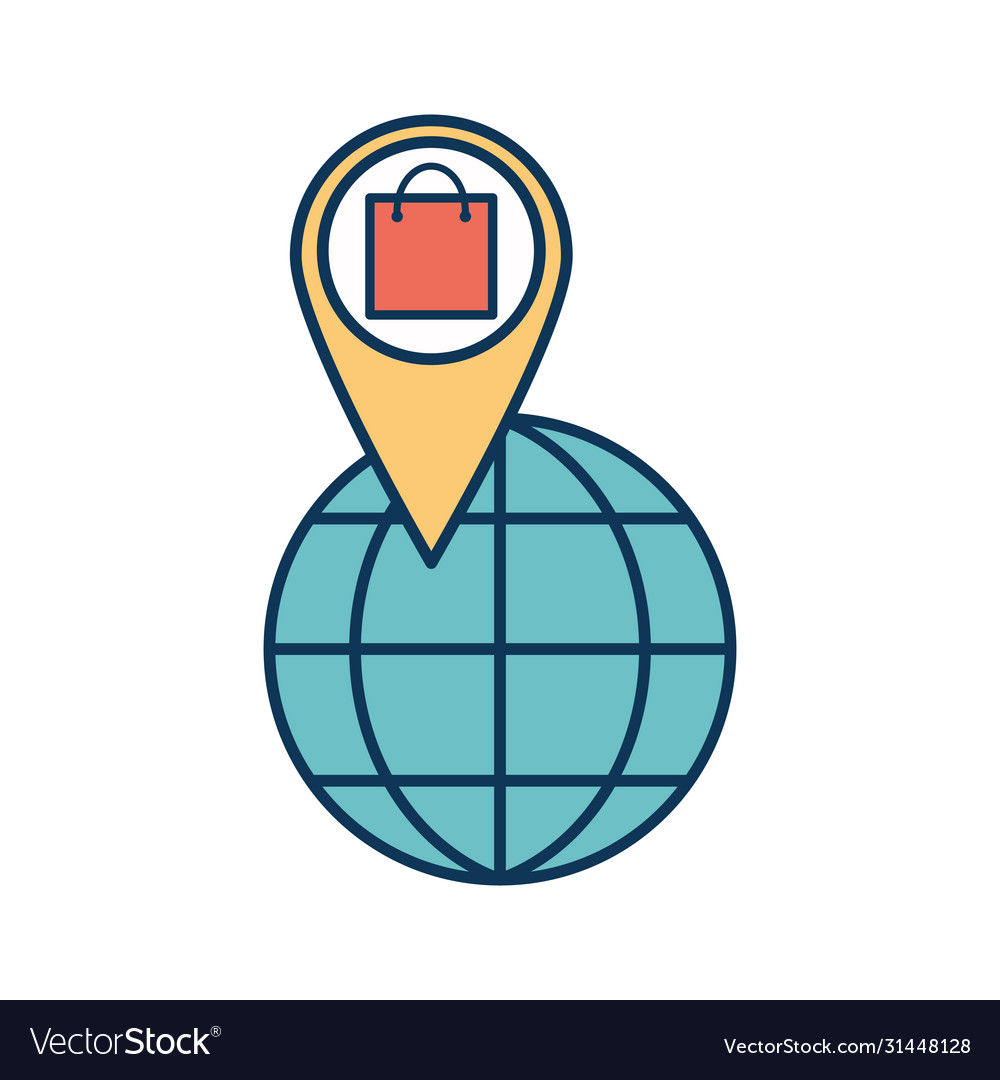 Global sphere with bag line and fill style icon