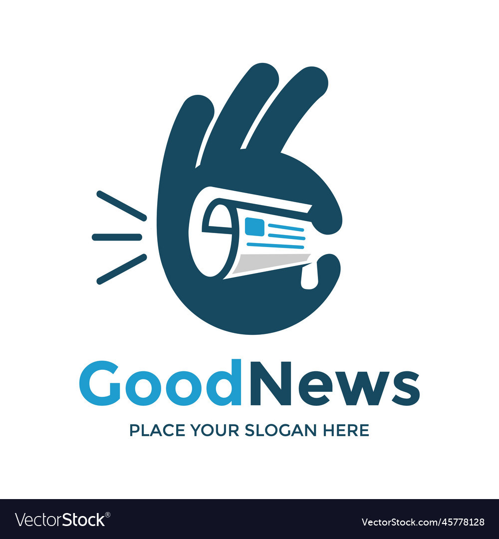 Good news logo template this design use hand vector image Good news logo template this design use hand