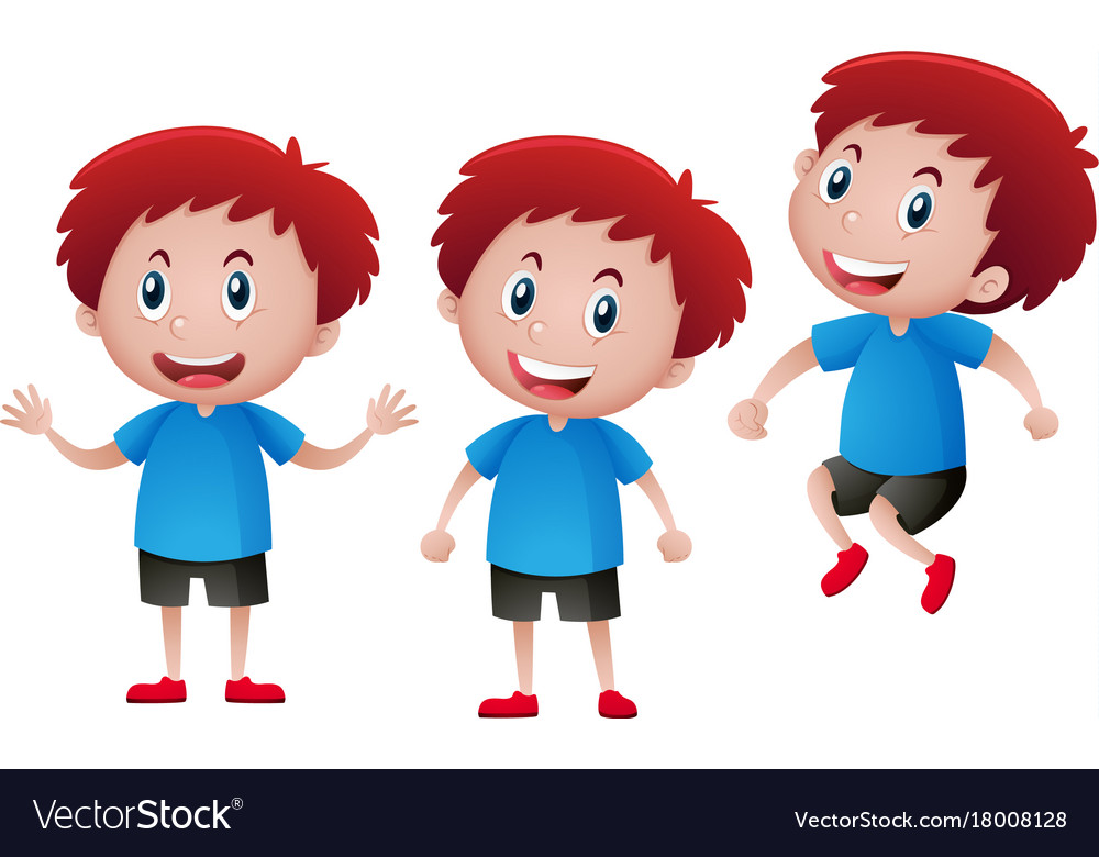 Happy boy in blue shirt Royalty Free Vector Image