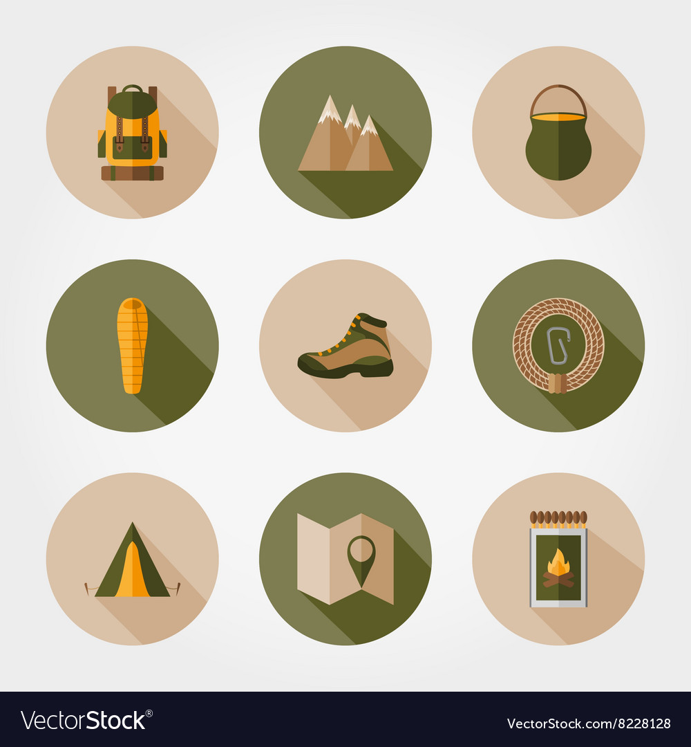 Hiking mountain icons