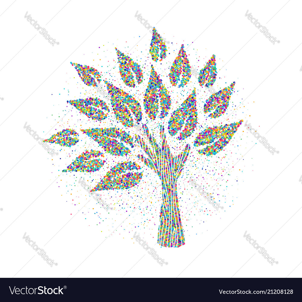 Human hand tree made colorful particles Royalty Free Vector