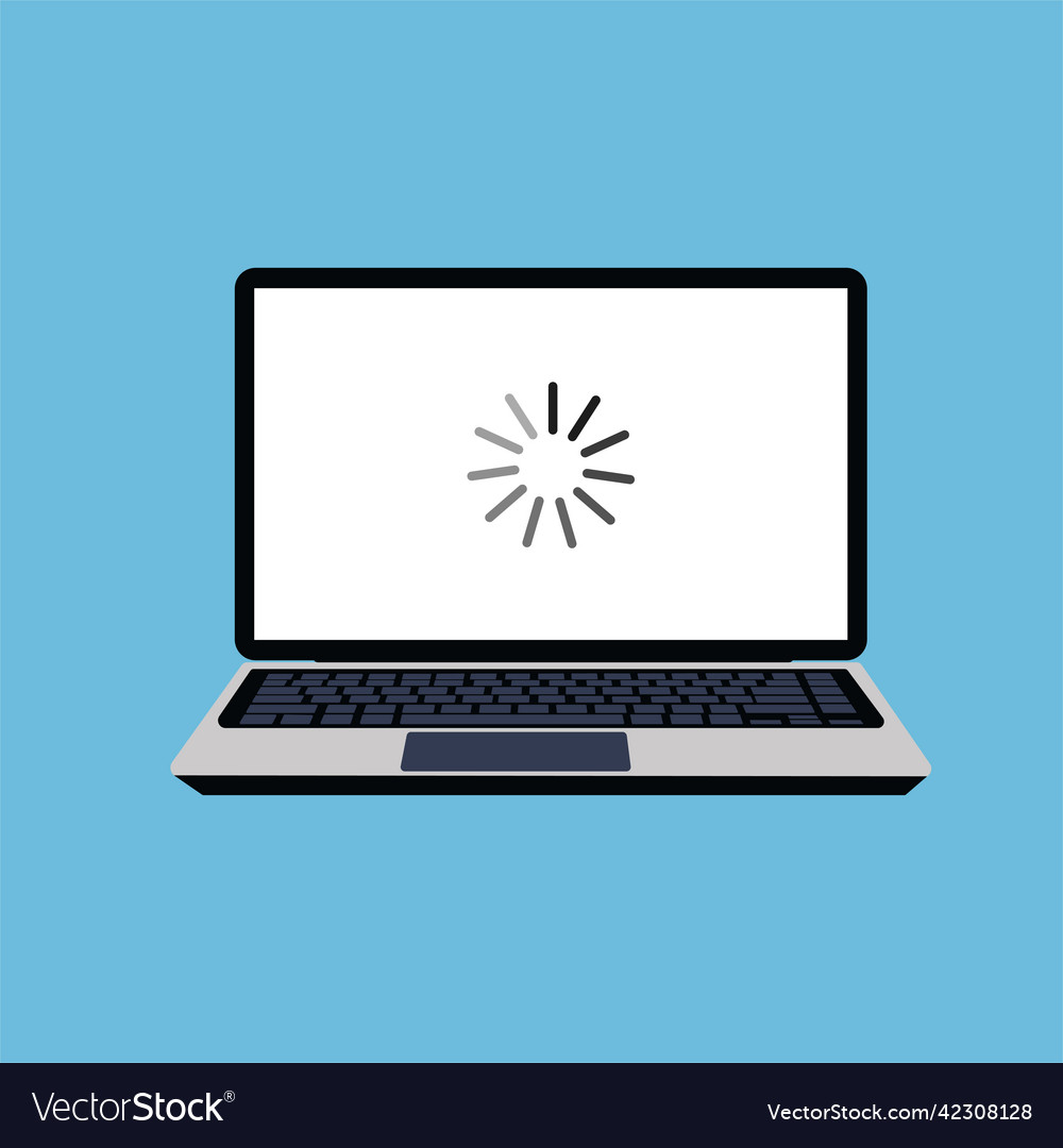 Laptop screen with a loading icon