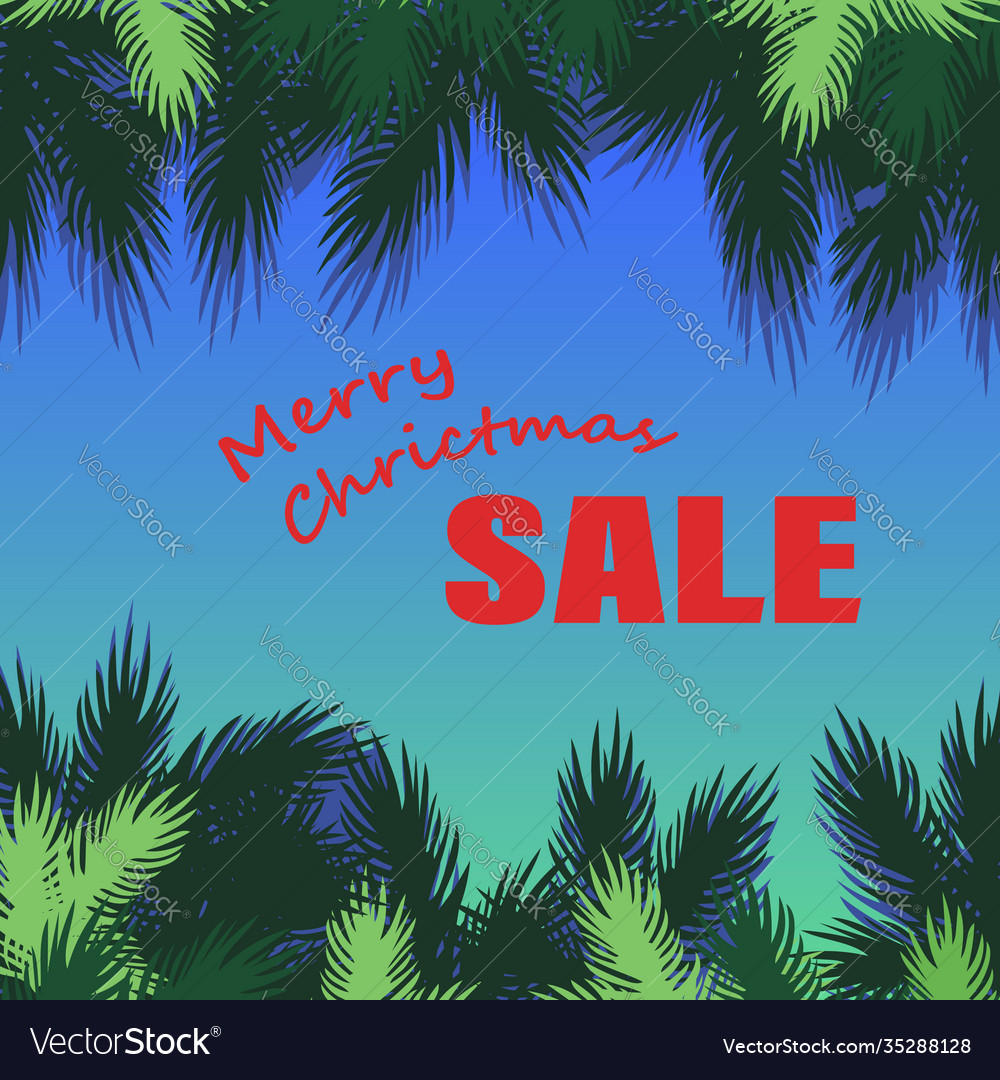Merry christmas sale colored greeting card vector image Merry christmas sale colored greeting card