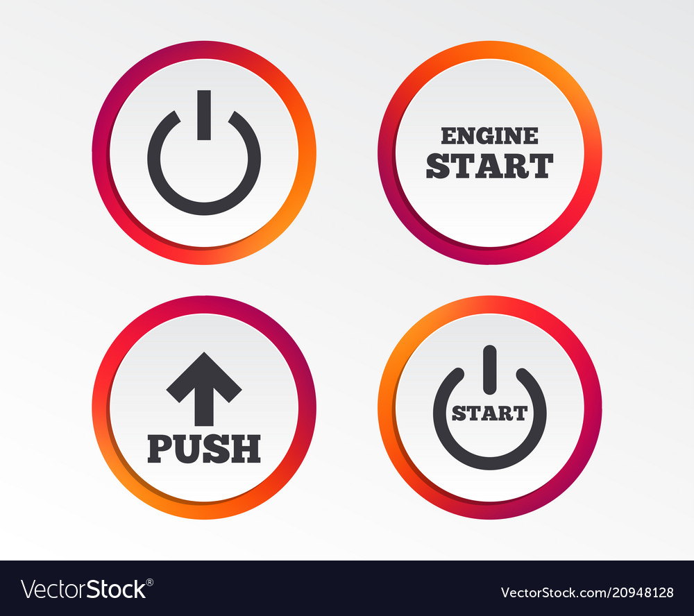Power icons start engine symbol push arrow