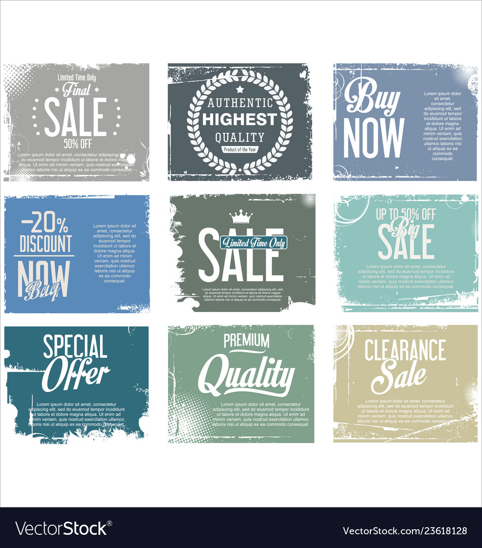 Sale retro grunge banner collection 2 vector image Sale retro grunge banner collection 2