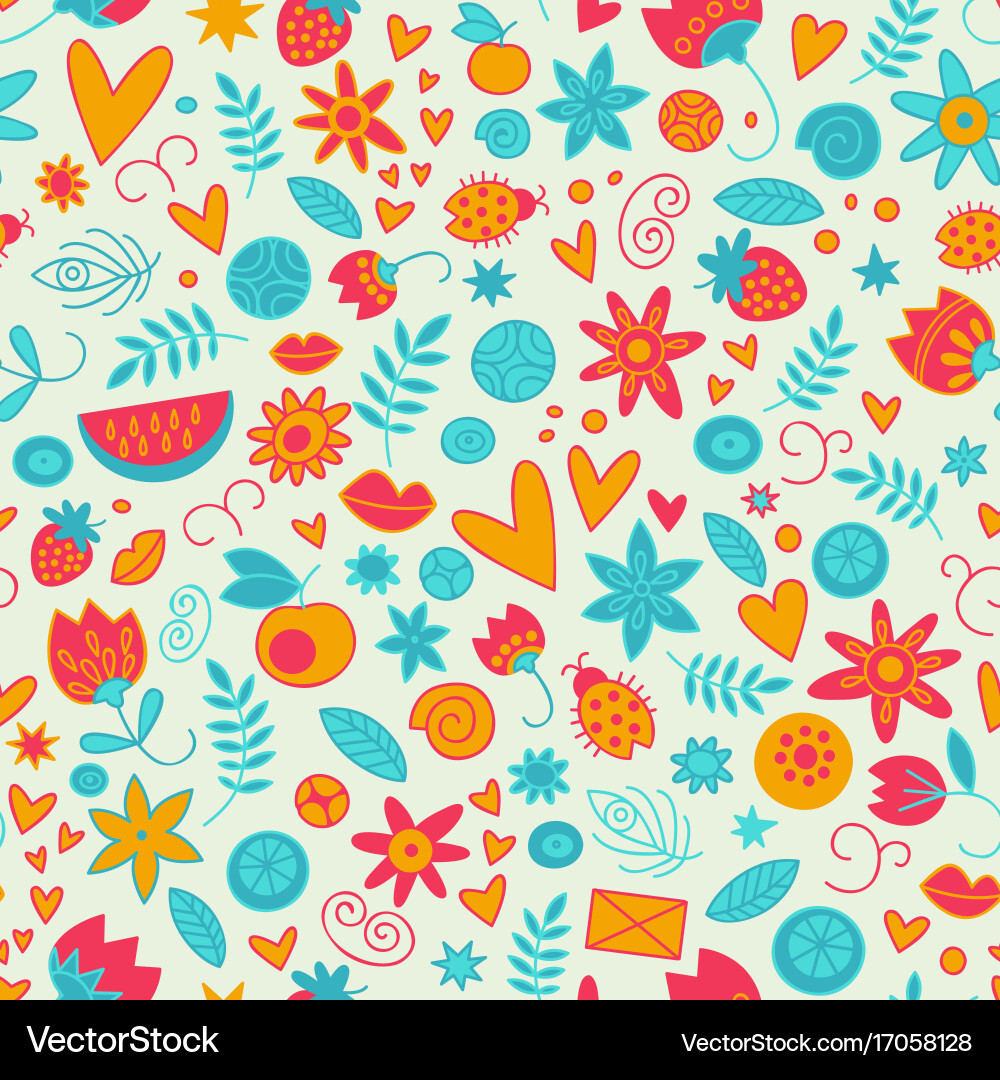 Seamless doodle love pattern Royalty Free Vector Image