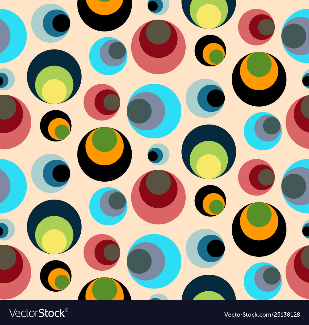 Seamless repeating pattern colored circles vector image Seamless repeating pattern colored circles