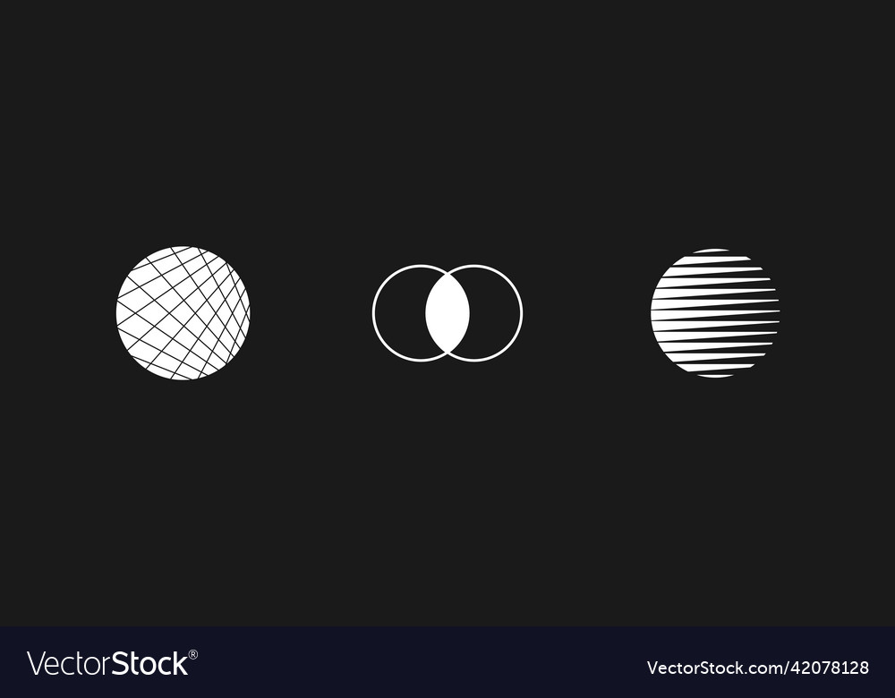 Set of retrowave design elements circle shapes vector image Set of retrowave design elements circle shapes
