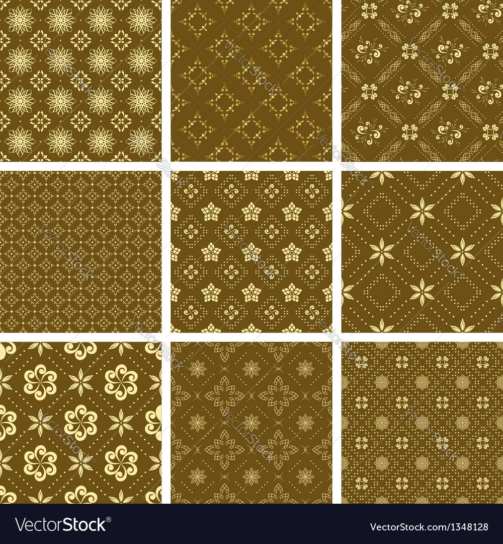 Set of various seamless golden pattern