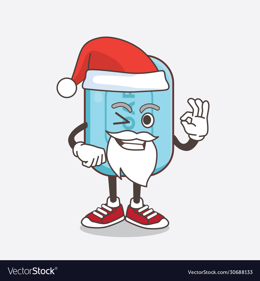 Blue soap cartoon santa mascot character with ok