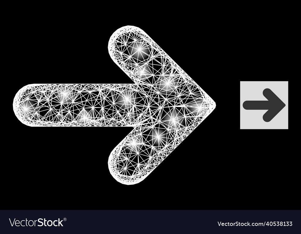 Bright net mesh right direction icon vector image Bright net mesh right direction icon