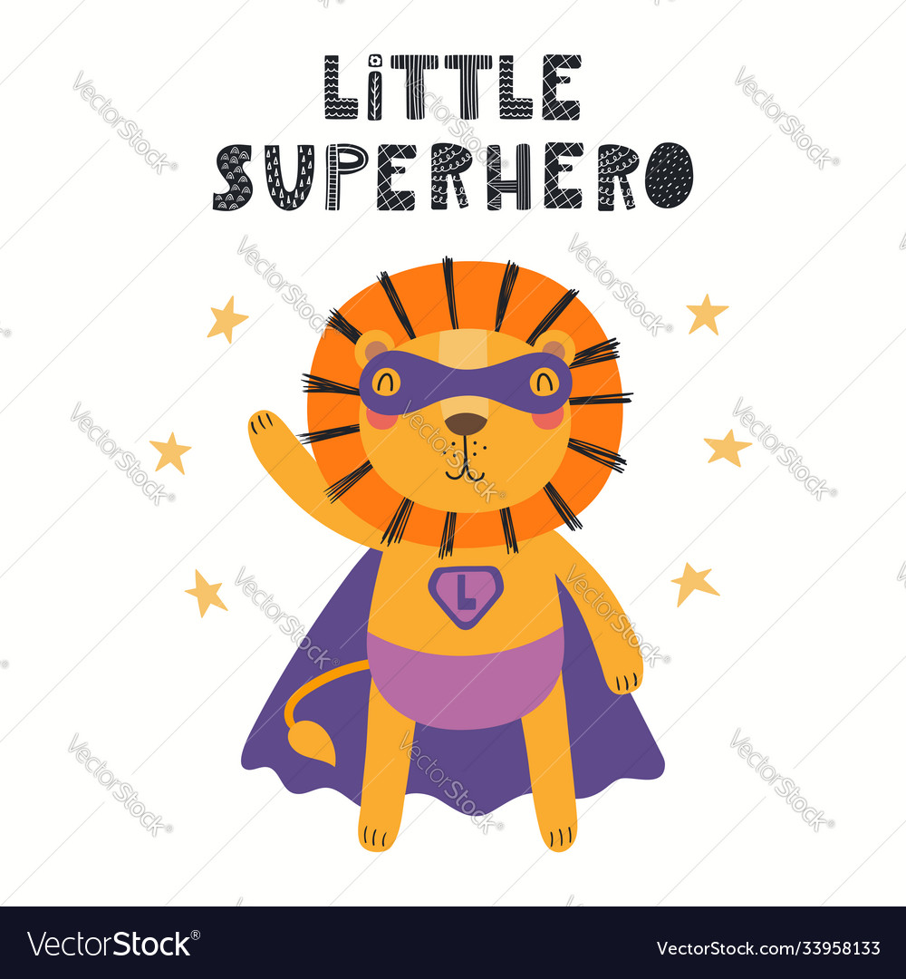 Cute lion superhero