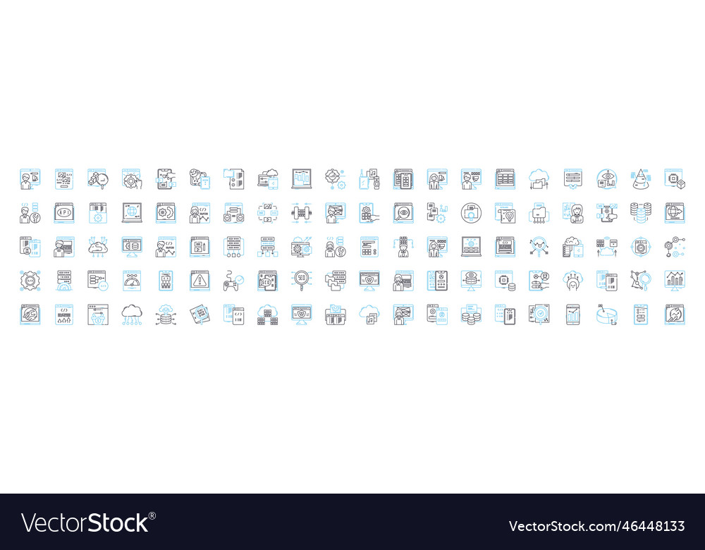 Data science line icons set vector image Data science line icons set
