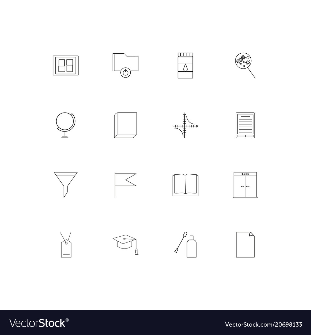 Education and science simple linear icons set