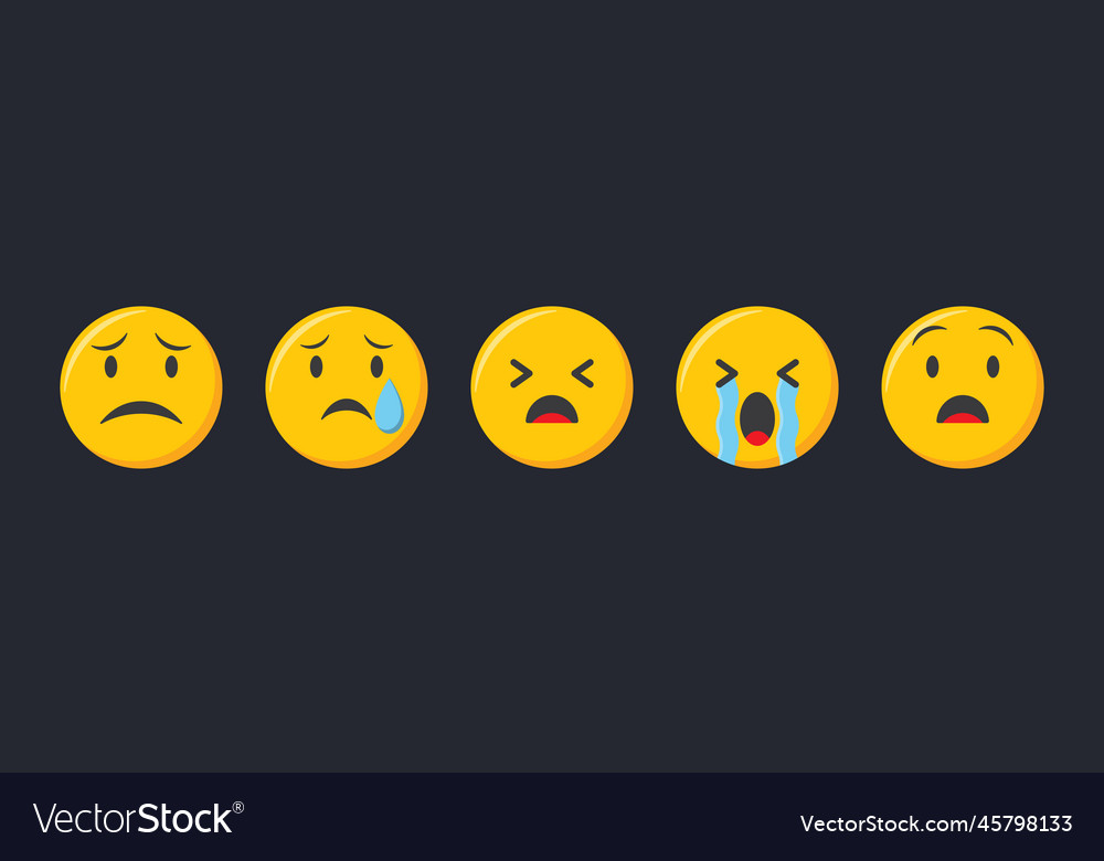 Emoji icons set sad emoticons collection Vector Image