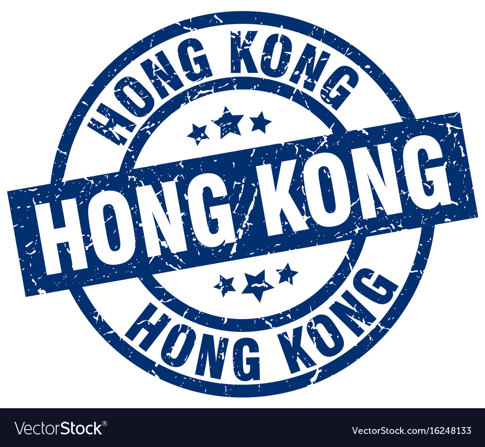 Hong kong blue round grunge stamp