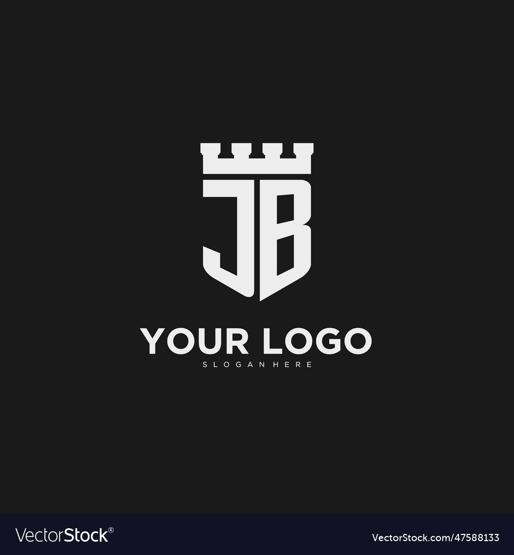 Initials jb logo monogram with shield Royalty Free Vector