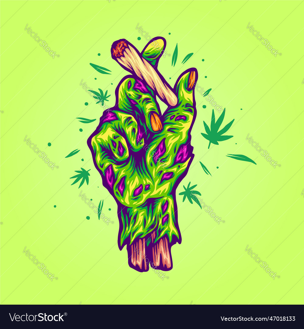 Monster hand lighting marijuana blunt stoner Vector Image