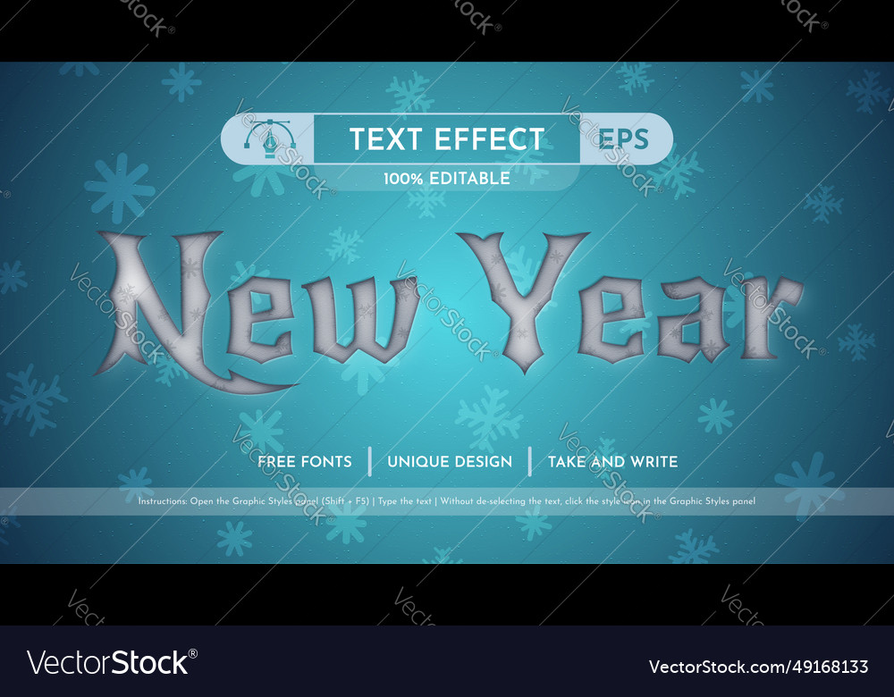 New year - editable text effect font style vector image New year - editable text effect font style
