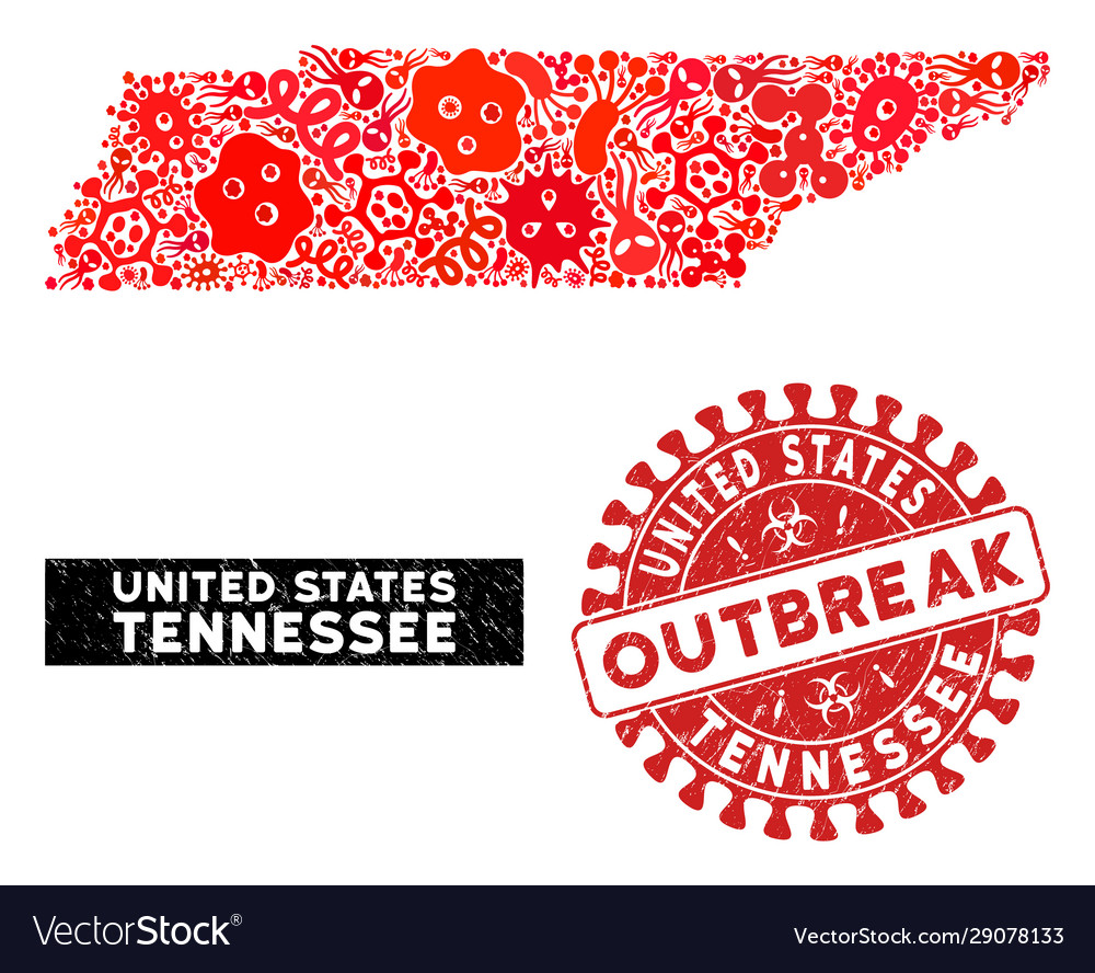 Ausbruch Mosaik Tennessee Zustand Karte mit texturiert