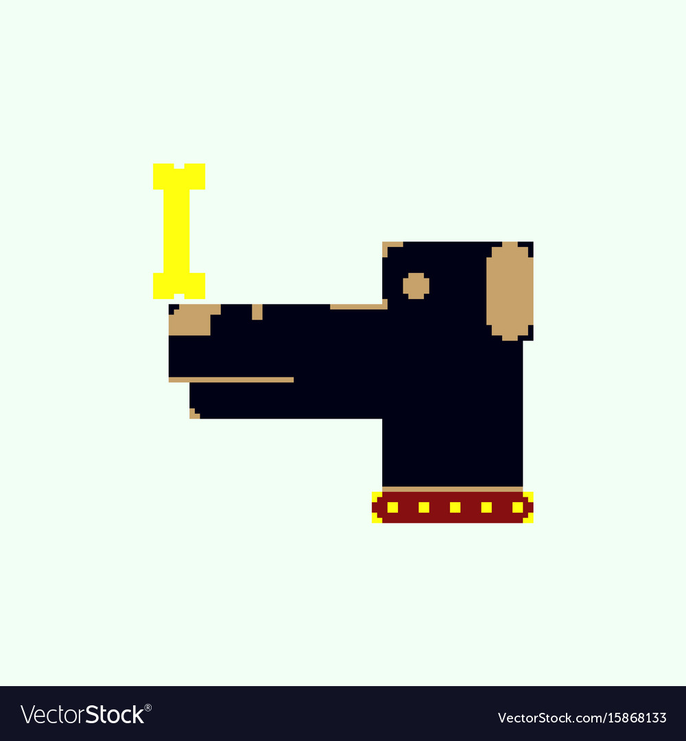 Pixel art dog with bone Royalty Free Vector Image