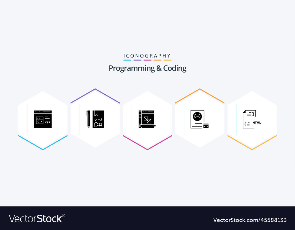 Programming and coding 25 glyph icon pack